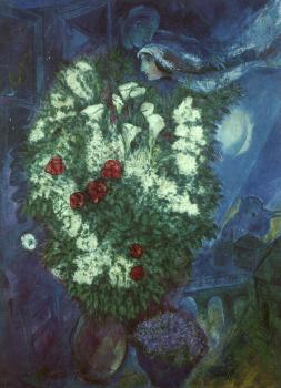 Marc Chagall : Bouquet with Flying Lovers